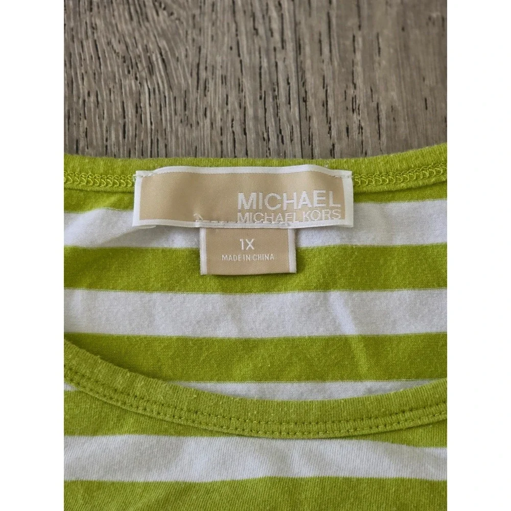 Michael Kors Striped‎ Top Zipper Shoulder Size 1X